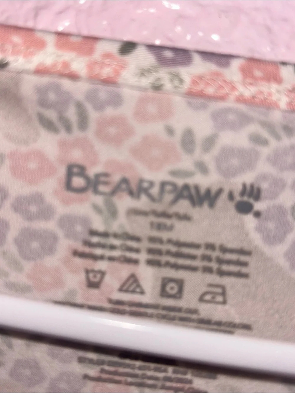 BearPaw Beige and Pink Floral Bear One-Piece Footie Pajamas